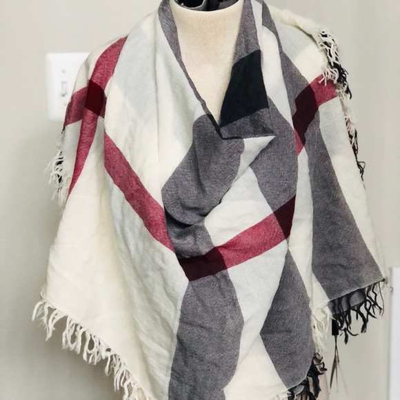 Burberry Large Ivory Check Fine Merino Wool Scarf Wrap - Picture 16 of 16